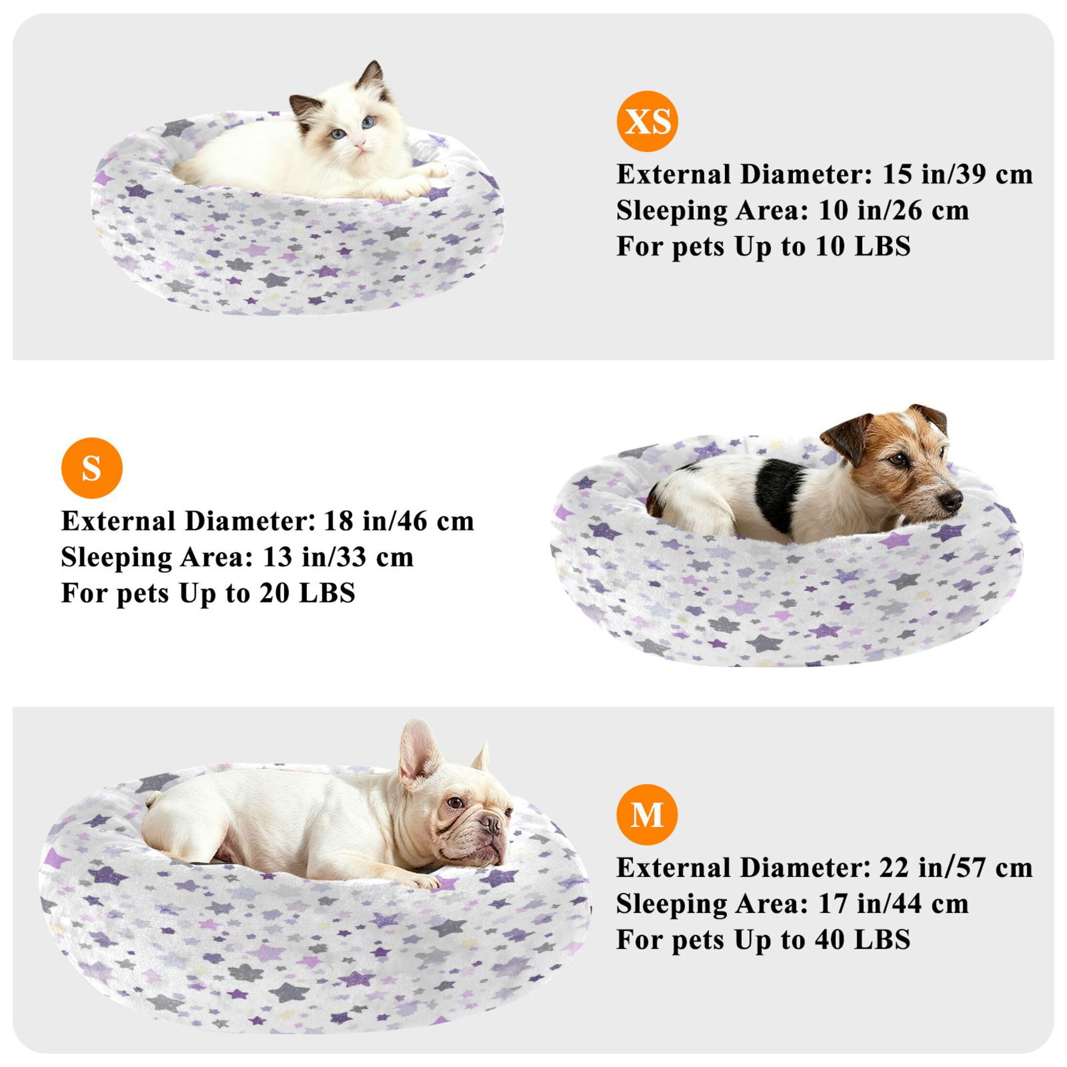 Iauyy Pet Couch Donut Cat Bed for Indoor Cats/Small Dogs Washable & Machine with Non-slip Bottom Calming Cat Furniture, Small and Delicate Purple Color (M)