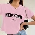 thumbnail image 2 of T Shirts for Women Crop Short Sleeve Printed Casual Summer Loose Womens Summer Tops Pink M, 2 of 5
