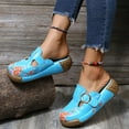 thumbnail image 4 of AnuirheiH Casual Tassel Sandals for Women, Vintage Bohemian Open-Toe Sandals Flat Flip-Flops Beach Sandals Shoes Roman Sandals(Light blue）, 4 of 9