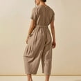 thumbnail image 4 of gakvbuo Jumpsuits For Women Summmer Dressy Wedding Women's Casual Loose Pocket Strap Cotton And Linen Jumpsuit Short Sleeve Sling Jumpsuitit, 4 of 7
