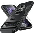 thumbnail image 1 of KOMI for Google Pixel 9/9 Pro Case with Tempered Glass Screen Protector and Camera Lens Cover,Rotated Ring Stable Kickstand,Heavy Duty Shockproof Protective Phone Cover-Black, 1 of 5