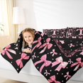 thumbnail image 4 of Manfei Cute Monogram T 7 Pieces Full Size Bedding Sets,Pretty Bow Full Size Bed in a Bag,Black Pink,Black Reversible, 4 of 7