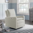 thumbnail image 2 of Oxford Baby Uptown Power Upholstered Glider Recliner Rocking Chair 270° Swivel for Nursery and Living Room – Boucle White, 2 of 8