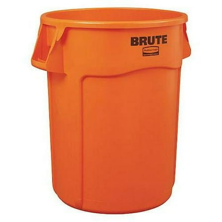 Rubbermaid Commercial 32 gal Round Trash Can, Orange, 22 in Dia, Plastic