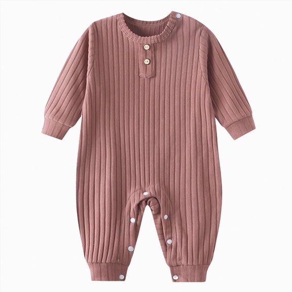 Wonitaaizi Unisex Newborn Baby Jumpsuit Long Sleeve Baby Clothes for Boys(Newborn,Coffee)
