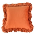 thumbnail image 1 of XmhyTop-A Funda de almohada de terciopelo rojo anaranjado de 45 x 45 cm, funda de cojín para respaldo con borde de hoja de loto, 1 pieza, 1 of 5