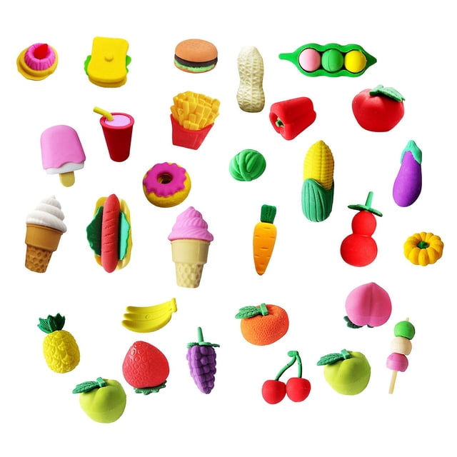 Juego de gomas de borrar HUOGUO, 30 rompecabezas sin látex con formas de frutas para niños