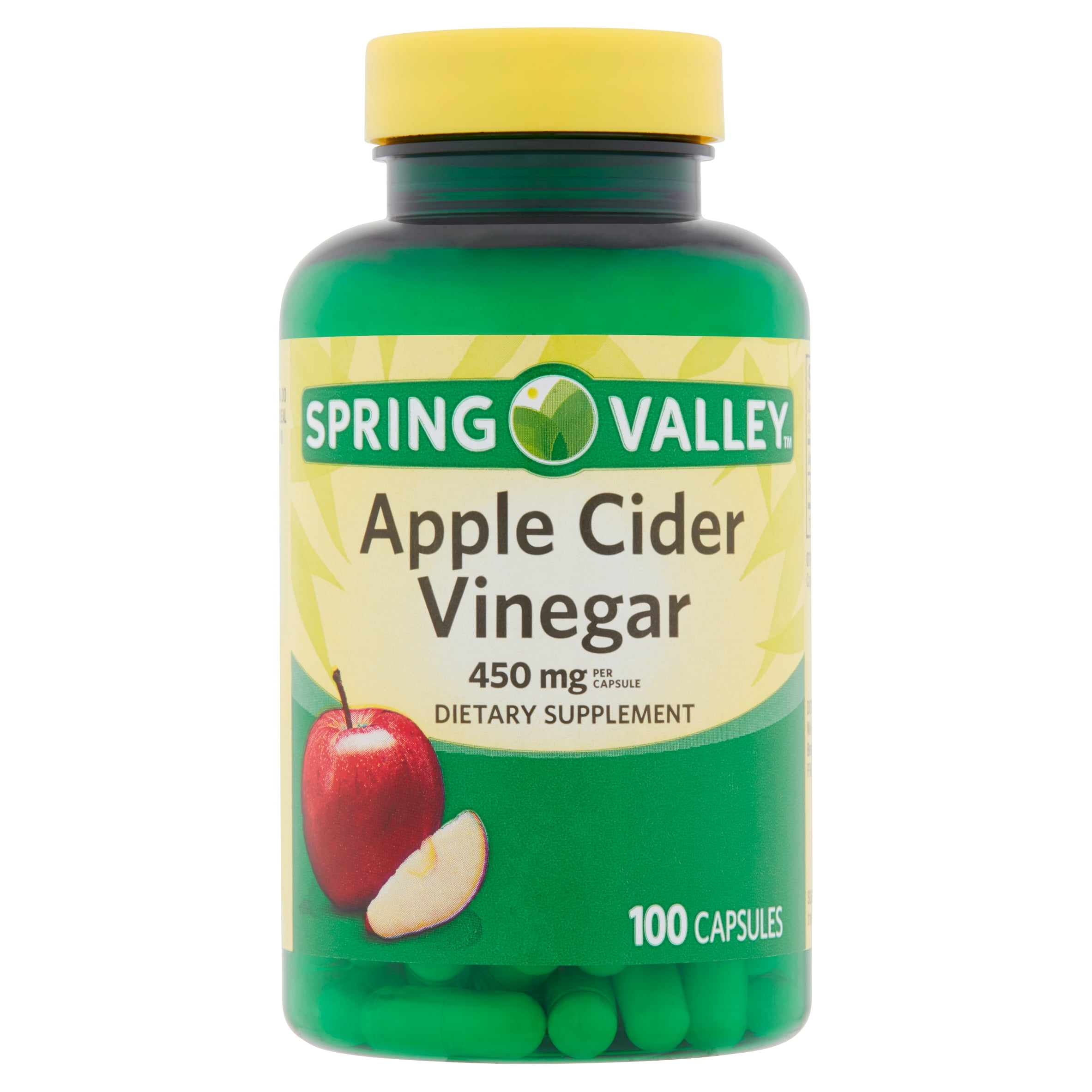 spring valley apple cider vinegar capsules, 450 mg, 100