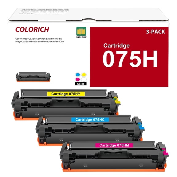 Colorich 075H Toner Cartridge 075 (with chip) Compatible for Canon 075H 075 Toner Cartridge Set for Canon imageCLASS LBP646Cdw LBP647Cdw imageCLASS MF663Cdw MF665Cdw(Cyan, Magenta, Yellow 3-pack)