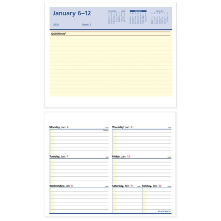 AT-A-GLANCE QuickNotes Flip-A-Week 2025 Weekly Desk Calendar Refill Small 5 12 x