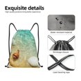 thumbnail image 4 of Honeii Starfish And Seashell On The Beach Print Drawstring Backpack,Drawstring Bags String Backpack Gym Cinch Sack Backpack Sport Bag Draw-Small, 4 of 6