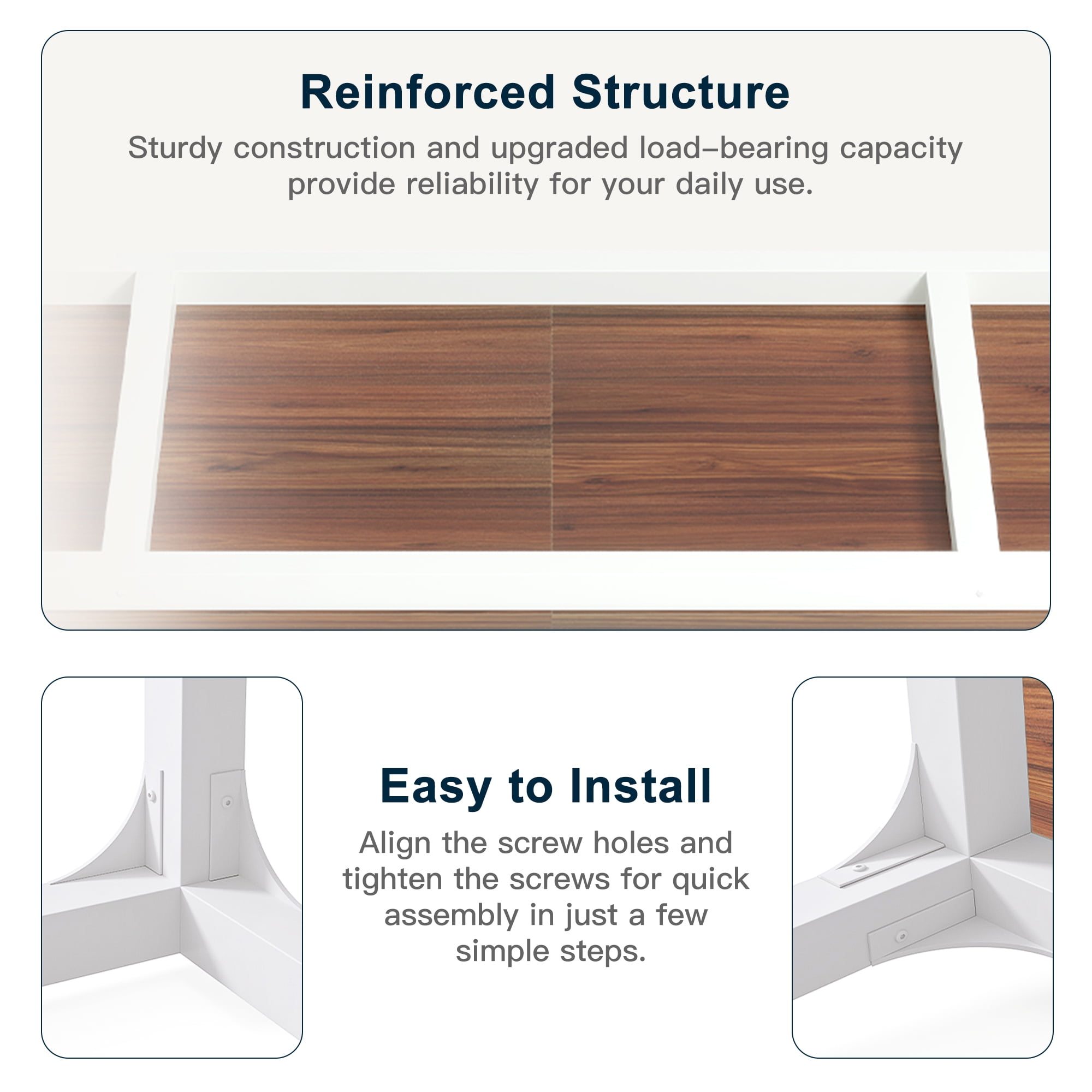 Demi Bonn 78" Farmhouse Dining Table, Wood Rustic Kitchen Table for 8 People, Large Rectangular Dinner Table for Dining Room, Home Office, Living Room Furniture, Brown & White