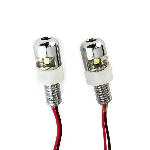 Krator Blanc LED Étiquette de Plaque d'Immatriculation Boulon Lumières Argent Compatible avec Buell Tonnerre S2 S3 Explosion 1125R M2 Cyclone