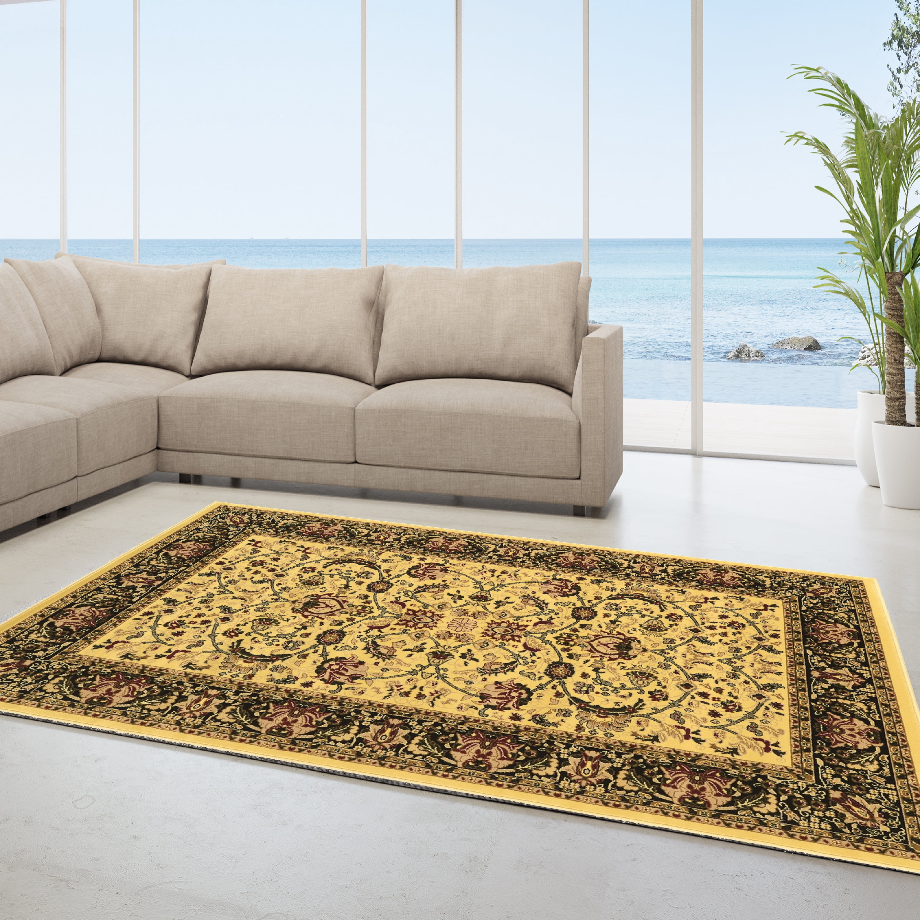 Persian Treasures Nain Rug Cream 9x12 Power Loomed Thick Plush Feel