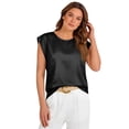 thumbnail image 2 of JoveMarine Women's Satin Tank Top Round Neck Loose Fit Blouse Business Casual Summer Top for Office and Daily Wear Black L, 2 of 6