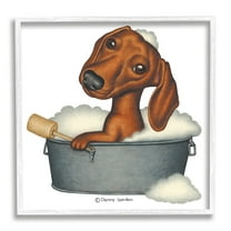 Stupell Industries Dachshund in Tin Tub Bubble Bath Country Pet, 17 x 17, Design by Danny Gordan