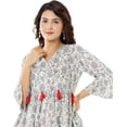 thumbnail image 5 of VIHAAN IMPEX Women's Floral Print Co-Ord Set with Tassels 3/4 Sleeve White, 5 of 5