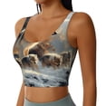 thumbnail image 2 of Gukieu Wolf Family Winter Wonderland Print Women's Sports Vest, Low-neck U-shaped Removable Pad Sports Bra for Yoga, Exercise, Dance-X-Large, 2 of 8