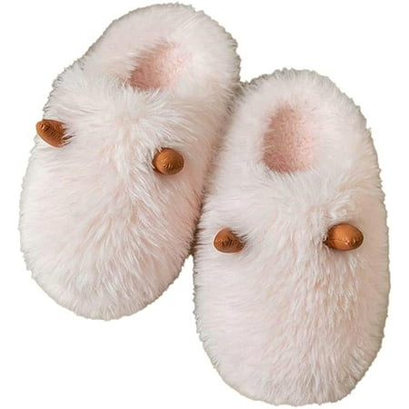 

DanceeMangoo Women Men Fluffy Plush Fur Warm Soft House Shoes Cute Angle Solid Fashion Indoor Slippers Winter Fall