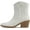 White Pu, variant on Picotee Soda Women Cowgirl Cowboy Western Stitched Ankle Boots Pointy Toe (White Pu, 10)