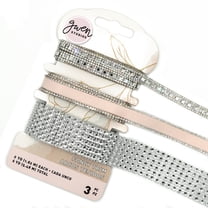 Blush Pink Satin and Rhinestone Trim Embellishment, 3 Styles, 6 Yards by Gwen Studios