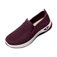 thumbnail image 2 of Slip On Sneakers Women Breathable Mesh Knitted Woven Low Top Walking Shoes Lightweight Wide Width Non-Slip Shoes Purple 6, 2 of 7