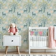 thumbnail image 3 of Boho Peel and Stick Wallpaper 23.6in x 9.8ft Whimsical Forest Deer Tree Floral Elements Light Blue Contact Paper Vinyl Self-Adhesive Removable Wall Paper for Bedroom Nursery Renter Friendly, 3 of 8
