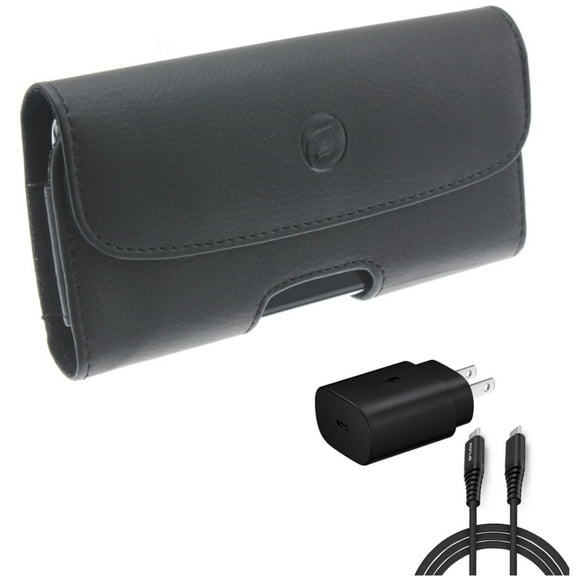 For Galaxy A54 /A53 /A33 5G - 25W Fast Home Charger w Case Belt Clip, PD Type-C 6ft USB-C Cable Quick, Leather Holster Cover for Samsung Galaxy A54 /A53 /A33 5G