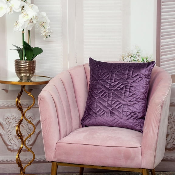Nassau Collection Tufted Geometric Stitched Velvet Throw Pillow - 20" - Purple