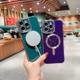 thumbnail image 2 of Magnetic for iPhone 16 Plus Case for Women Girls Cute, [Compatible with MagSafe] Luxury Butterfly Pattern Plating Anti-Scratch Shockproof Cover Phone Case for iPhone 16 Plus, Purple, 2 of 5