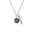 thumbnail image 2 of Delight Jewelry Silvertone Antiqued Round Seal - Initial - H - Silvertone Always My Sister Bar Charm Necklace, 23", 2 of 4