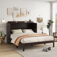 thumbnail image 3 of Newest Queen Murphy Bed with Charging Station, Pine Wood Cabinet Bed with Rattan Panel & Large Drawer, Space Saving Wall Bed for Guest Room & Small Spaces,Espresso, 3 of 20
