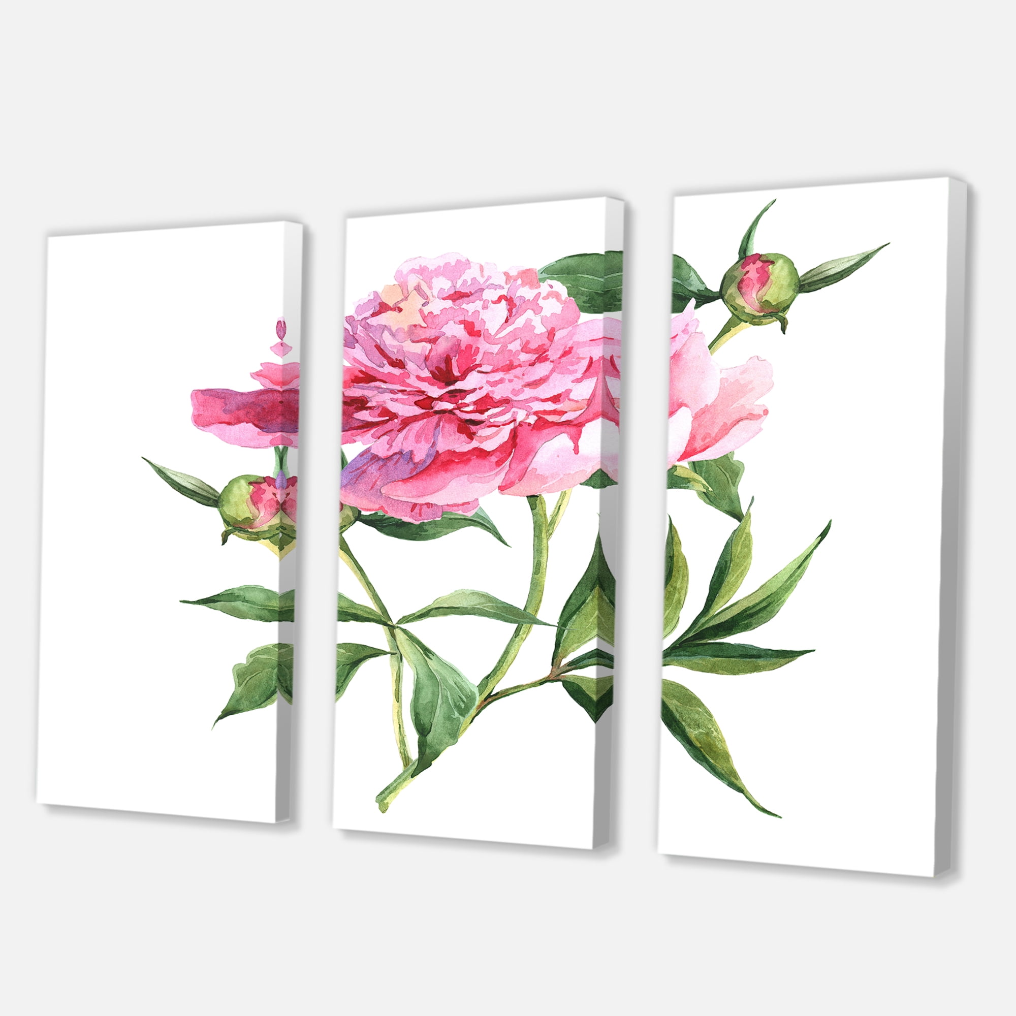 Ancient Pink Peonies 28 in x 36 in Painting Canvas Art Print, by Designart