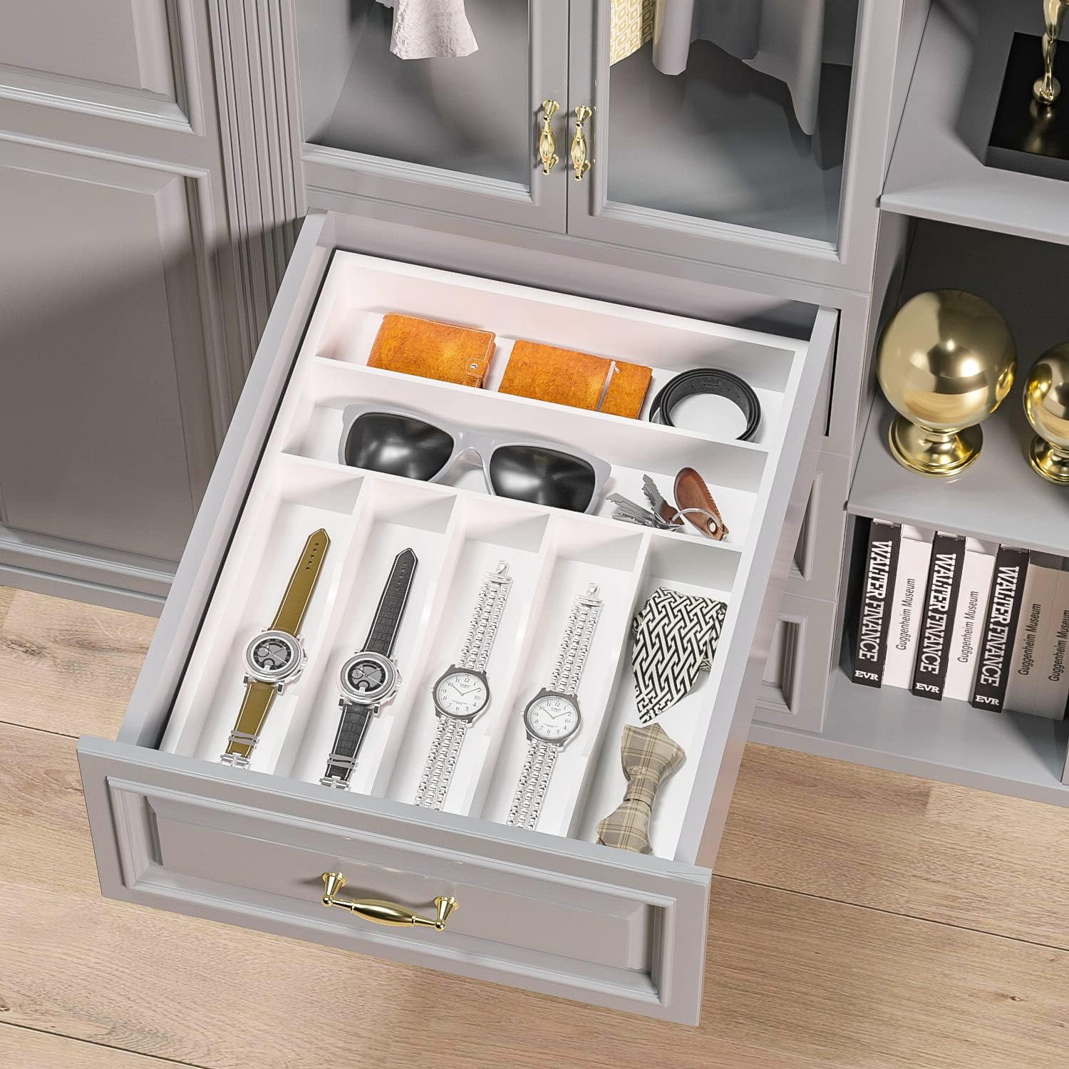 Utensil Organizer Silverware Drawer Organizer - Bamboo Expandable Cutlery Tray with Dividers for Utensil Holder Office Storage Makeup Desk Drawer Tool OrganizationExpandable,  with Dividers,