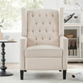 thumbnail image 3 of Accent Chair,Velvet Tufted Push Back Recliner Chair,Single Sofa Comfy Reclining Sofa Living Room Chair Wingback Arm Chair with Nailed Trim for Bedroom Home Theater Reception Area,Beige, 3 of 7