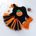 thumbnail image 6 of EnJoCho Baby Girls Hallow-een Long Sleeve Pumpkin Print Top and Skirt Set with Polka-Dot Tights & Headband for 0-24 Months - Toddler Outfit, 6 of 7