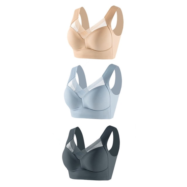 Conjunto de 3 sujetadores sin tirantes de encaje para mujer: costura lateral fina, ajustables, nailon/spandex, para todas las estaciones