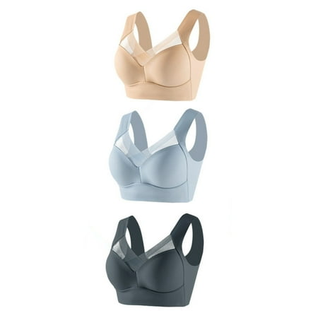 DuoJiaJ 3PC Women s Large Strapless Lace Tank Top Underwear Thin Side Fold Side Gather Adjustable Bra Plus Size Sports Bras High Support