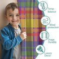 thumbnail image 3 of Blackout Kids Curtains,Multi Color Plaid Checkered Pattern Childrens Insulated Curtains Set Of 2,Bedroom Essentials,Toddler Room Decor 52"x84", 3 of 5