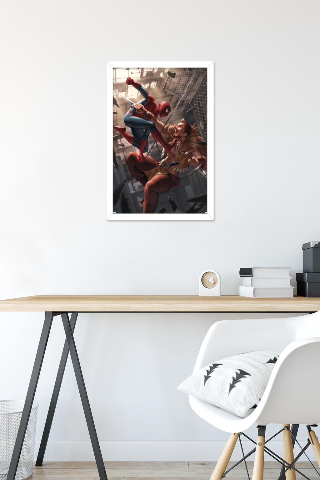 Marvel Comics - Spider-Man - Battle with Kraven Wall Poster, 14.725" x 22.375", Framed