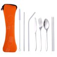 thumbnail image 1 of Outdoor Portable Stainless Steel Cutlery Set - Half Flower - Seven-piece Straw Set, 1 of 5