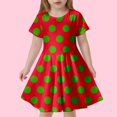 thumbnail image 2 of Robe pour Filles Enfant Filles Été à Pois Ajustée Douce Respirante Manches Courtes Robe Décontractée Robe Ado Fille Rouge 4 Ans-5 Ans, 2 of 4
