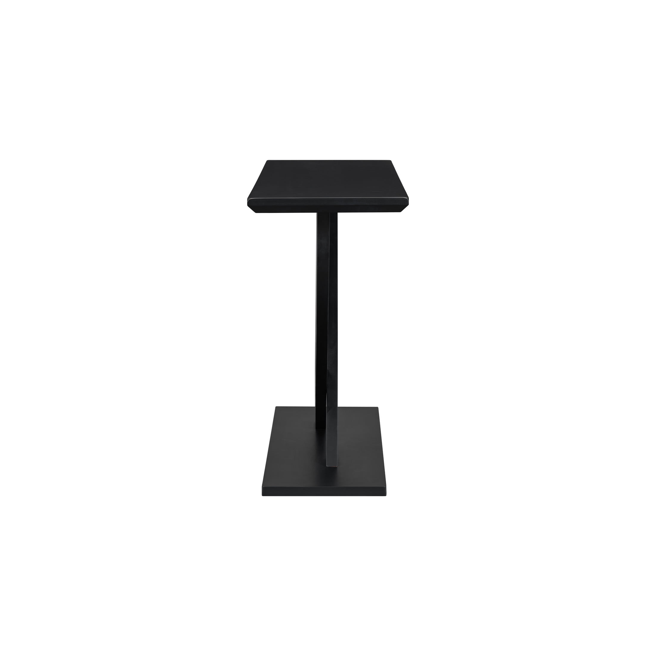 Minimalist 57-Inch Black Side Table with Cross-Leg Design