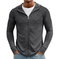 thumbnail image 3 of OIOLOYJM Full Zip Hoodies for Men UPF Sun Protection Lightweight Long Sleeve Jacket Breathable Mesh Outdoor UV Performance Fishing Running Hooded Shirt with Pockets Dark Gray XL, 3 of 8