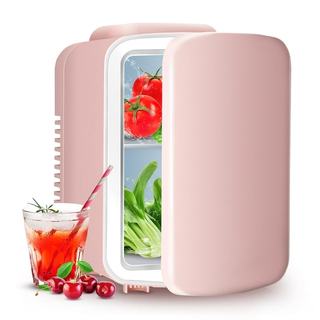 Minirefrigerador YSSOA portátil de 4 litros, enfriador y calentador, color rosa, 6 latas