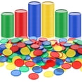 thumbnail image 1 of Skylety 400 Pieces Plastic Poker Chips 4 Colors 1 Inch Small Learning Counters Blank Chips Card for Game Play Counting Learning Math Reward(Red Blue Green Yellow), 1 of 5