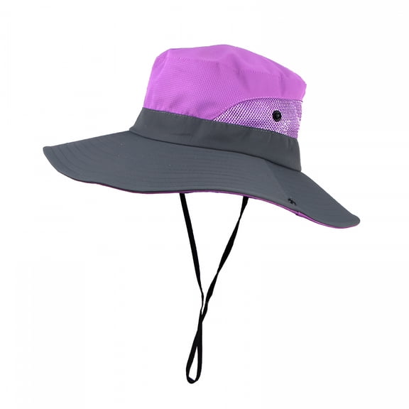 TELOLY Bucket Hat Womens Uv Protection Wide Sun Hats Cooling Mesh Ponytail Hole Cap Foldable Hat Beach Hats for Women Purple Cooling Hat