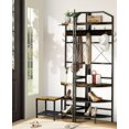 thumbnail image 4 of 4-Tier Corner Coat Rack with Shoe Storage, Entryway Hall Tree with Bench and Hooks, Wooden Corner Clothes Rack Shoe Shelf Organizer for Home, 4 of 8