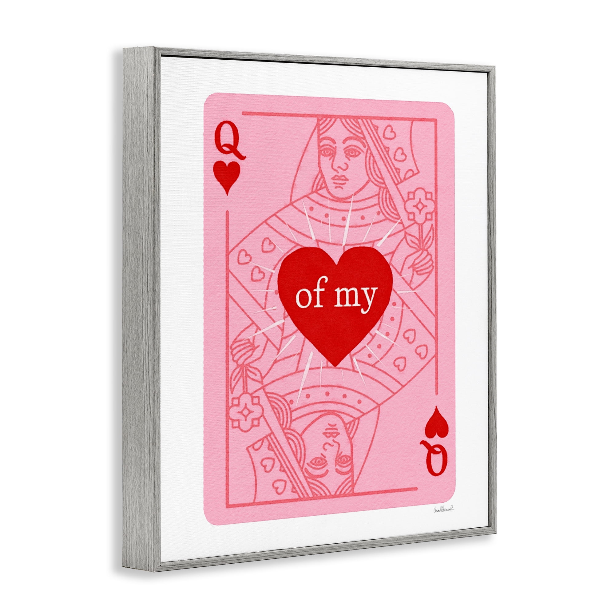 Queen Of My Heart Gray Framed Giclee Art, design by Amanda Greenwood