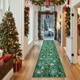 thumbnail image 3 of Moynesa Christmas Runner Rugs 2'x8' Hallway Rug Xmas Tree Runner Kitchen Rug Washable Rug Non Slip Moroccan Carpet Holiday Decor Geometric Soft Rug for Bedroom Bathroom Laundry Living Room, Green, 3 of 12